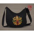Szervető-lifetree-palmette half moon bag - black