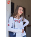 Szervető-matyó O-neck long sleeve T-shirt - wheit, line pattern