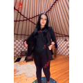 Szervető-matyó felül hímzett leggings - fekete